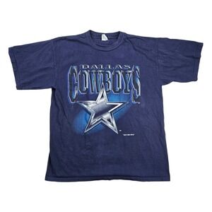 Vintage NFL Dallas Cowboys T-Shirt Football Mens Size L Blue Graphic Print 90s